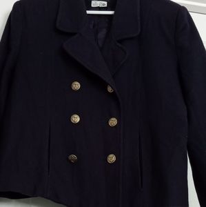 Ladies 100 percent wool jacket navy double breasted..  S 12 Sag Harbor